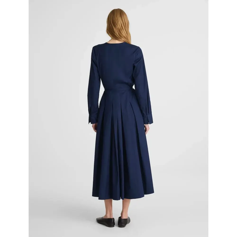 Madewell Tie Waist Midi Shirtdress Classic Minimalist Midnight Navy US 8 NWT